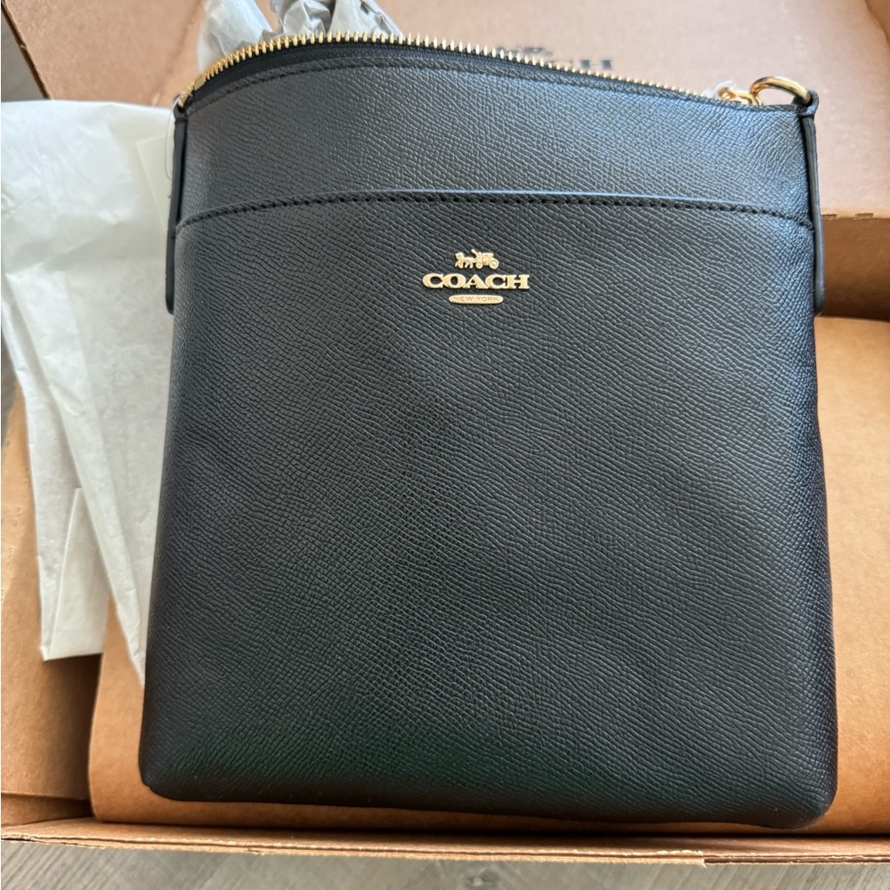 Coach crossbody leather bag black brand new with box